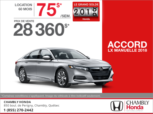 Louez la Honda Accord Berline 2018!