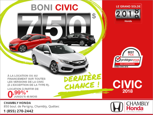 Louez la Honda Civic 2018!