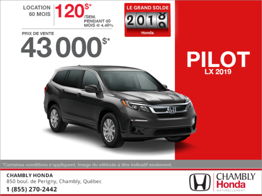 Louez le Honda Pilot 2019!