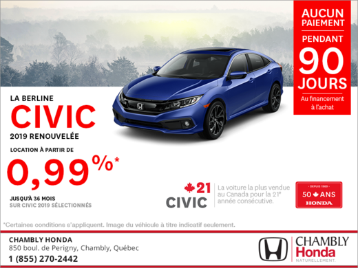 Louez la Honda Civic 2019!