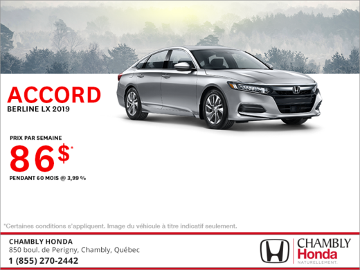 Louez la Honda Accord Berline 2019!