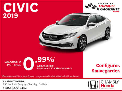 Louez la Honda Civic 2019!