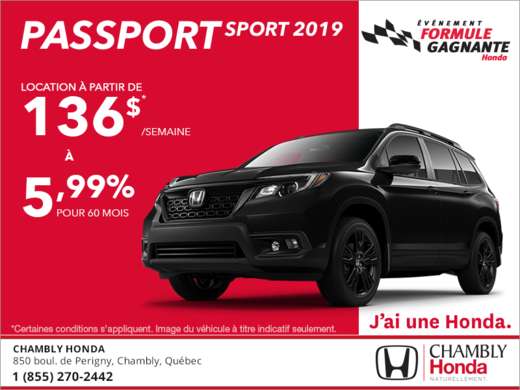 Louez le Honda Passport Sport 2019!
