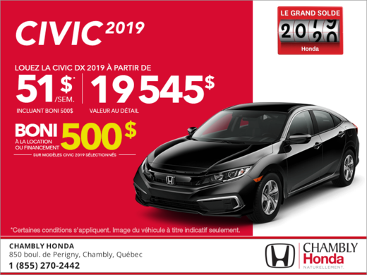 Louez la Honda Civic 2019!