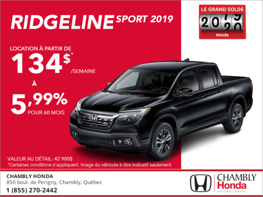 Louez le Honda Ridgeline 2019!