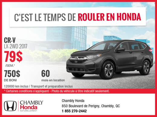 Louez le nouveau Honda CR-V 2017