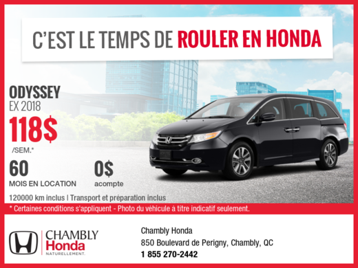 Le Honda Odyssey EX 2018 en location
