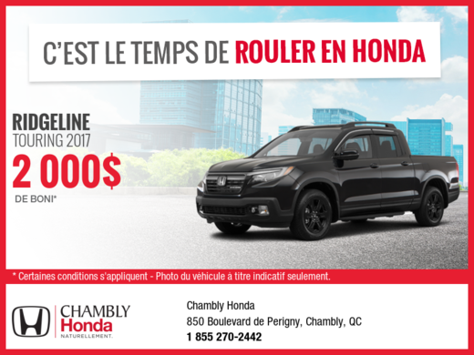 Obtenez la Honda Ridgeline 2017