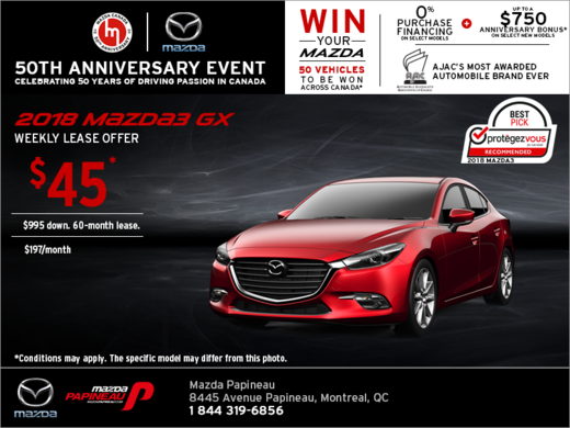 Get the 2018 Mazda3 Today!