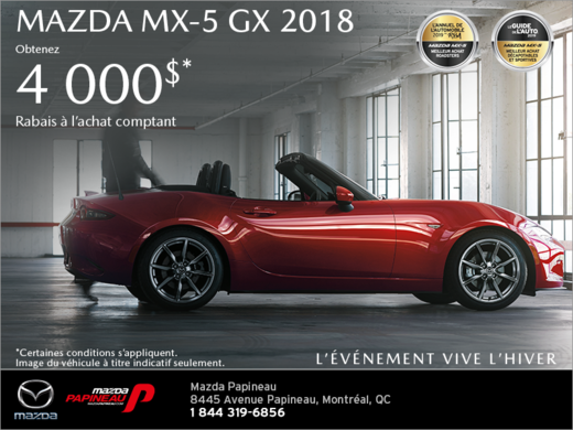 Procurez-vous la Mazda MX-5 2018!
