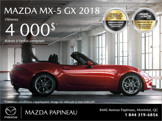 Procurez-vous la Mazda MX-5 2018!