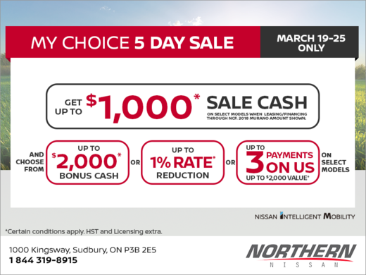 Nissan's My Choice 5-Day Sale!