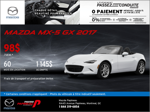 Obtenez la nouvelle Mazda MX-5 2017