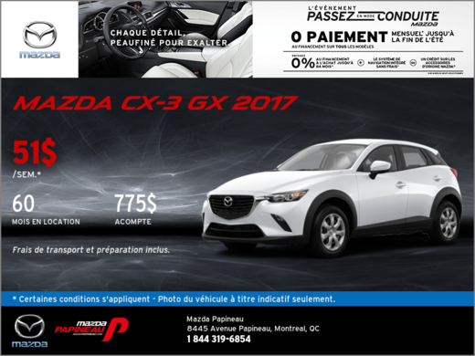 Obtenez la Mazda CX-3 2017