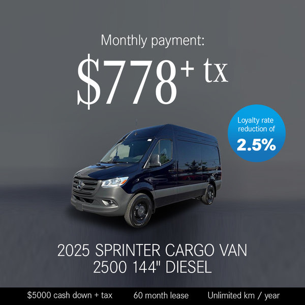 2025 Sprinter Cargo Van 2500 144'' Diesel
