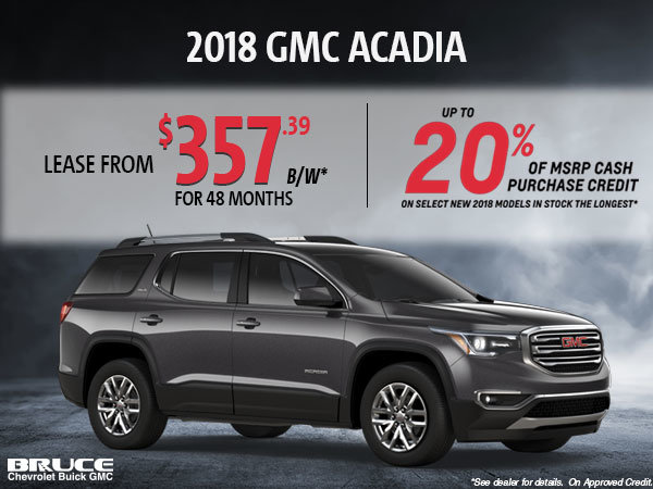 Gmc Acadia Lease >> Lease The 2018 Gmc Acadia Bruce Chevrolet Buick Gmc Middleton Gmc Acadia Lease >> Lease The 2018 Gmc Acadia Bruce Chevrolet Buick Gmc Middleton