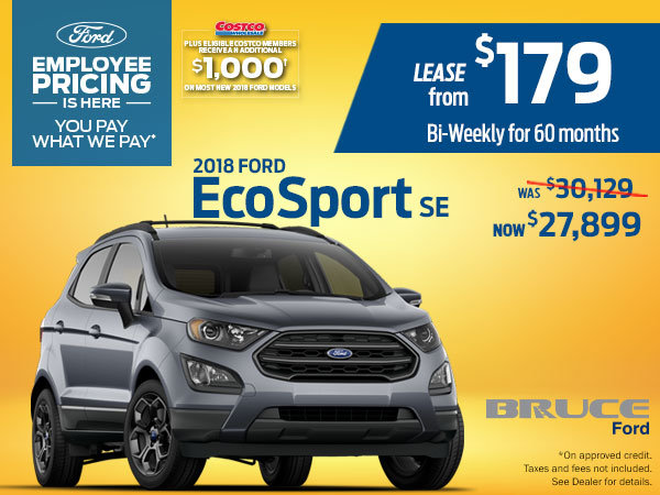 Lease the 2018 Ford EcoSport SE and save with Employee Pricing!