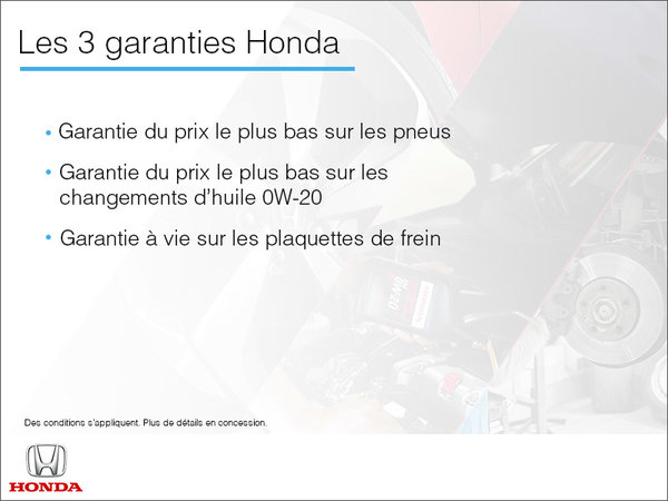 Les 3 garanties Honda