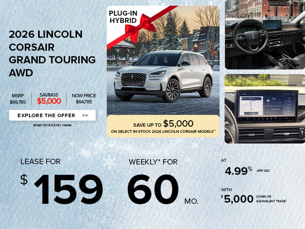 Lease a 2026 Lincoln Corsair Grand Touring AWD for $159 weekly*