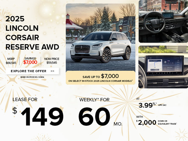 Lease a 2025 Lincoln Corsair Reserve AWD for $149 weekly*