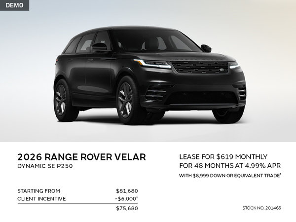 Lease a 2026 Range Rover Velar Dynamic SE P250 for $619 monthly*