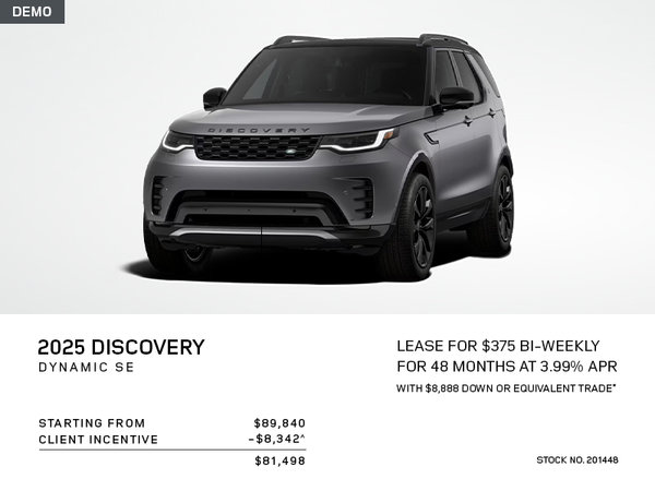 Lease a 2025 Discovery Dynamic SE P360 for $375 bi-weekly*