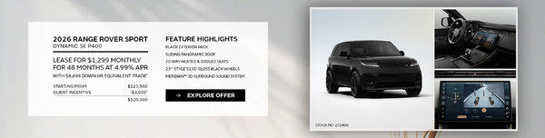 Lease a 2026 Range Rover Sport Dynamic SE P400 for $1,299 monthly*
