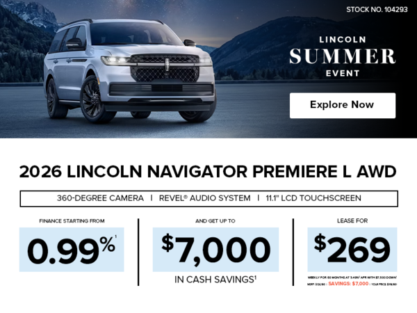 Lease a 2026 Lincoln Navigator Premiere L AWD for $269 weekly*