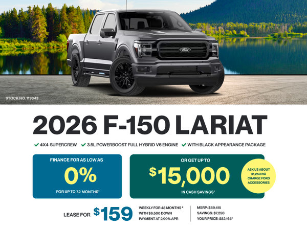 Lease a 2026 Ford F-150 Lariat 4X4 SuperCrew for $159 weekly*