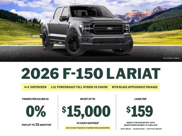 Lease a 2026 Ford F-150 Lariat 4X4 SuperCrew for $159 weekly*