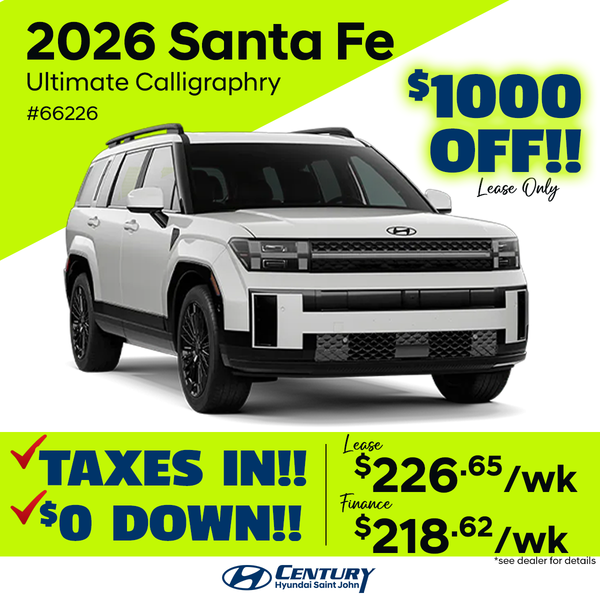 2026 Santa Fe $1000 OFF (lease only)