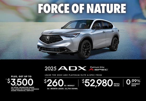 EXCLUSIVE LEASE OFFER ON THE 2025 Acura ADX PLATINUM ELITE A-SPEC!