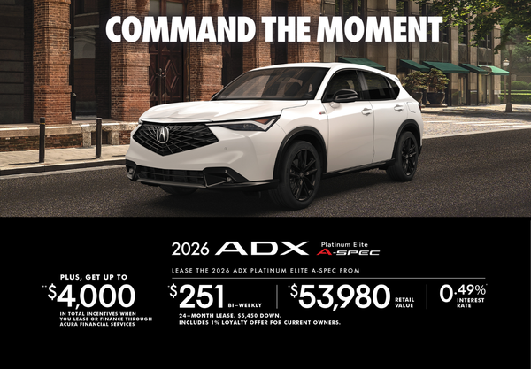 EXCLUSIVE LEASE OFFER ON THE 2026 Acura ADX PLATINUM ELITE A-SPEC!