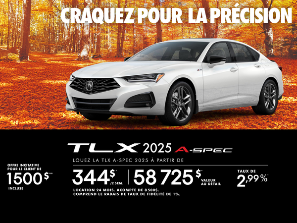 OFFRE EXCLUSIVE DE LOCATION SUR L’ACURA TLX A-SPEC 2025!