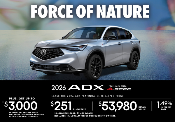 EXCLUSIVE LEASE OFFER ON THE 2026 Acura ADX PLATINUM ELITE A-SPEC!