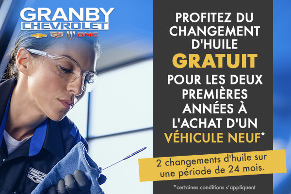 Changement d'huile gratuit pour 2 ans!