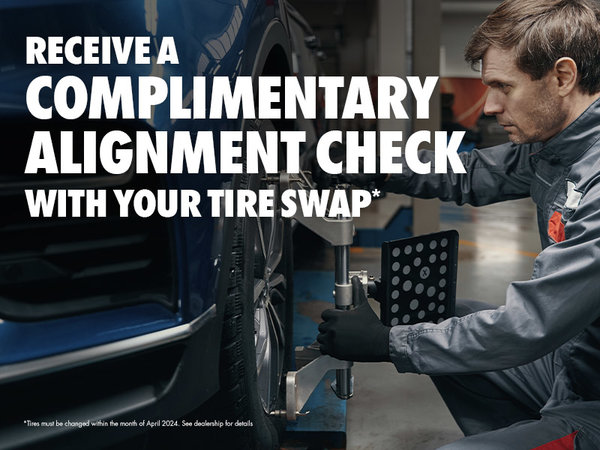 Complimentary alignment check with tire swap