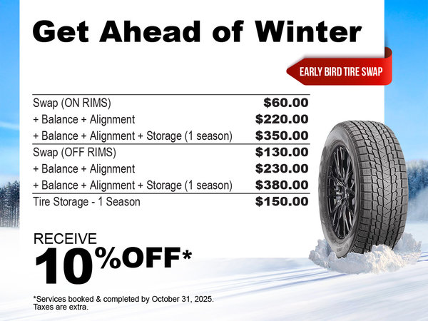 Early Bird Winter Tire Swap Special