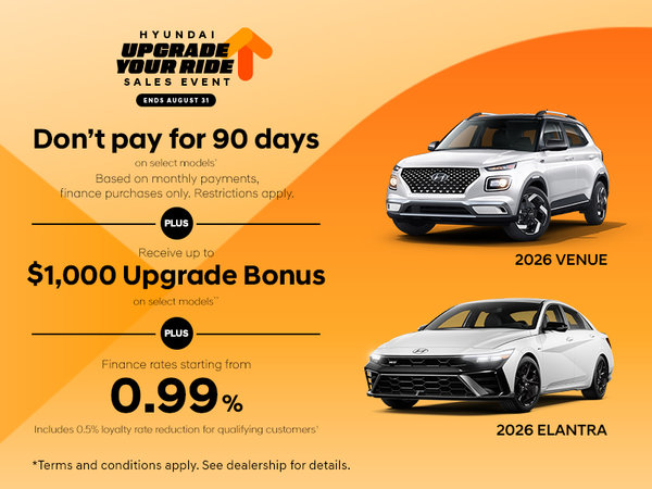 Hyundai Upgrade Sales Event | 2026 Venue & 2026 Elantra