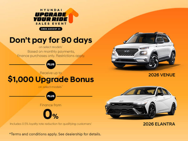 Hyundai Upgrade Sales Event | 2026 Venue & 2026 Elantra