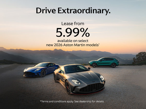 Drive Extraordinary | Lease from 5.99% available on select new 2026 Aston Martin models
