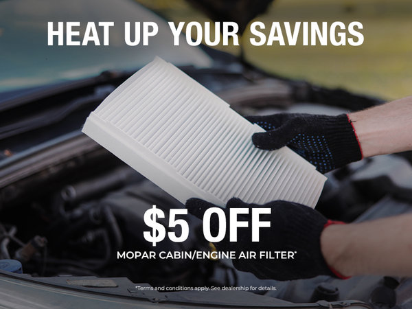 $5 Off Mopar Cabin/Engine Air Filter