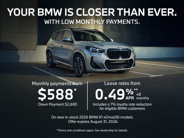 YOUR BMW IS CLOSER THAN EVER. WITH LOW MONTHLY PAYMENTS. | 2026 X1
