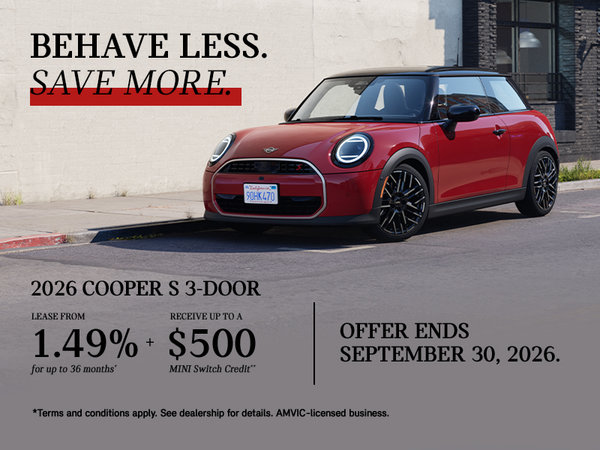 Behave Less. Save More. | 2026 Cooper S 3-Door