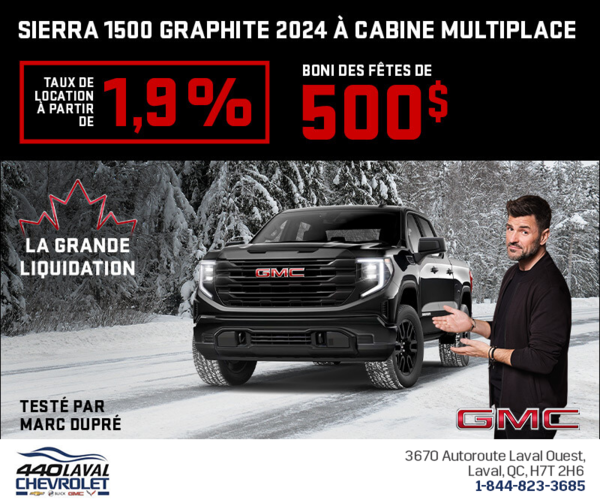 Le GMC Sierra 1500 Graphite à cabine multiplace 2024