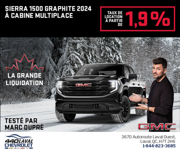 Le GMC Sierra 1500 Graphite à cabine multiplace 2024