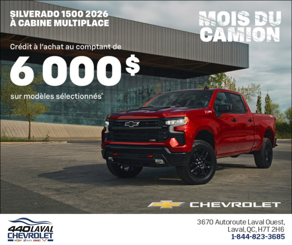 Procurez-vous le Chevrolet Silverado 1500 2026 à cabine multiplace