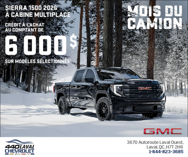 Le GMC Sierra 1500 2026 à Cabine Multiplace