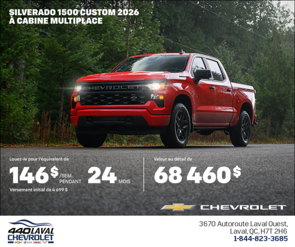 Procurez-vous le Chevrolet Silverado 1500 2026 à cabine multiplace
