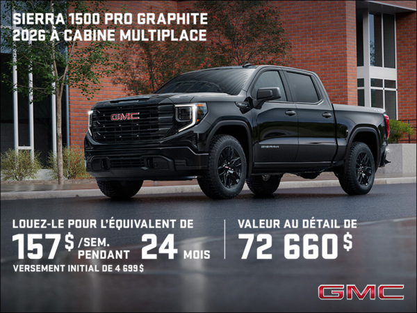 Le GMC Sierra 1500 Pro Graphite 2026 à cabine multiplace